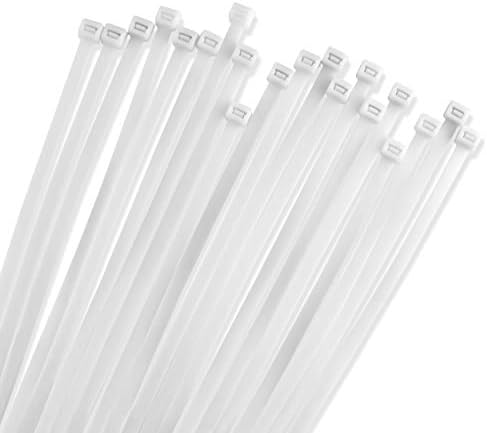 12" Inch Zip Ties White (100 Pack)
