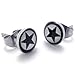 KONOV Two Tone Beautiful Unisex Mens Star Stud Stainless Steel Earrings, 2pcs, White Black