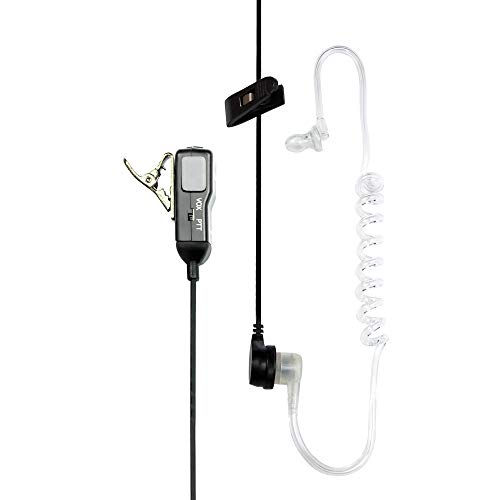 MIDLAND - Micrófono con Auricular MA31-M Neumático 2 Pin, Seguridad y Outdoor - Cable de Silicona Transparente, Impermeable, VOX/PTT - Compatible con Walkie Talkie G15 Pro, G18 Pro, Arctic y Motorola