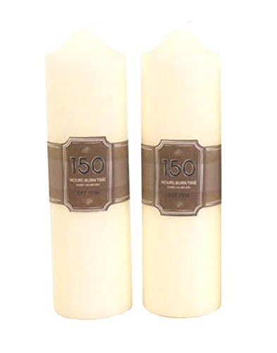 Pack of 2 Overdipped White Church Pillar Style Candles. 150hrs Burn Time Each