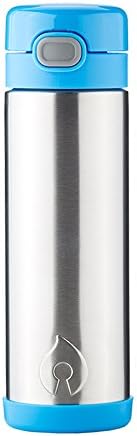 FIREKI Vacuum Insulated Stainless Steel Straw Bottle with Push Top (16 oz, Sky Blue)