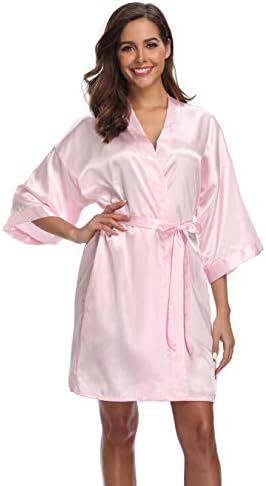 season dressing Women's Pure Short Satin Robes Bridesmaid Bride Party Kimono Silky Sleepwear for Wedding Party