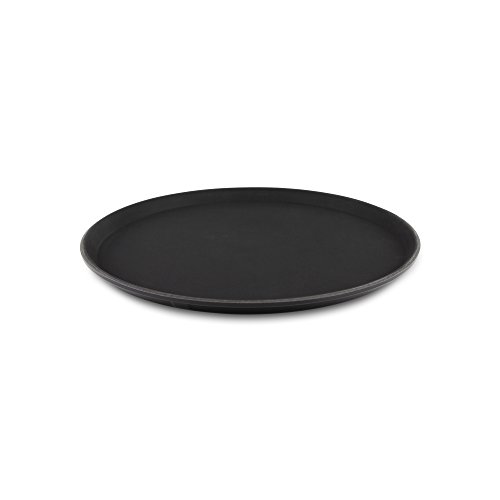 Grunwerg Non-Slip Round Food and Drink Plastic Serving Tray with High Grip Non- Slip Rubber Surface, Lightweight, Dishwasher Safe, 14 Diameter
