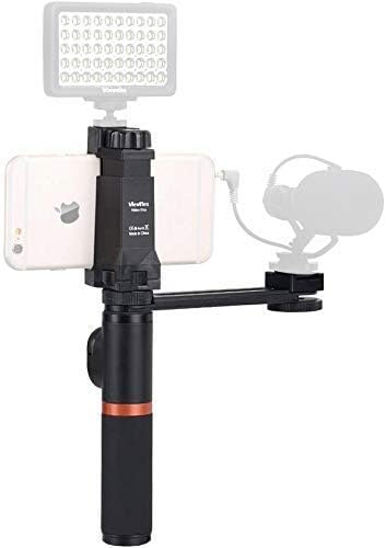 Viewflex Smartphone Video Kit VF-H4 Bluetooth Handle Grip with Tripod Mount Adapter for iPhone X max 7 8,Samsung Huawei Phone Rig for Volgging/Facebook Live/YouTube(Without Light and Microphone)