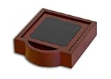 Dacasso Rosewood and Leather 4 Coaster Set