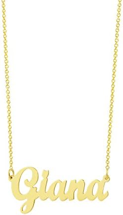 14k Yellow Gold Dainty Small 1 Inch Personalized Monogram Name Necklace Cursive Letter Jewelry