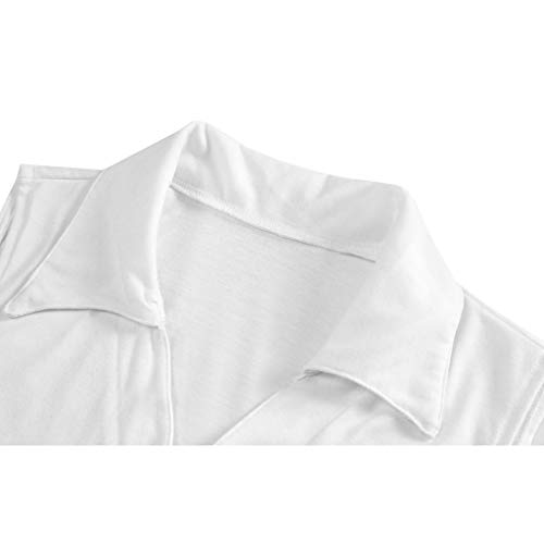 Sanyyanlsy Womens Button Turn Down Neck Tank Tops Sleeveless Asymmetrical Hem Loose Vest T-Shirt Solid Color Blouse White