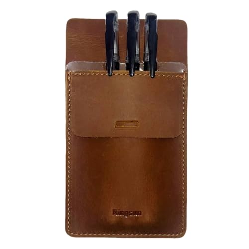 Ringsun Men's Pocket Protector - Full Grain Leather - Heavy Duty Pen Holder for Shirts, Lab Coats - Holds 6 Pens & Pointers & Cards