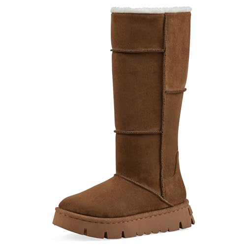 White Mountain Women's Tru Lined Platform Tall Shaft Boot, Chestnut, 6.5 M