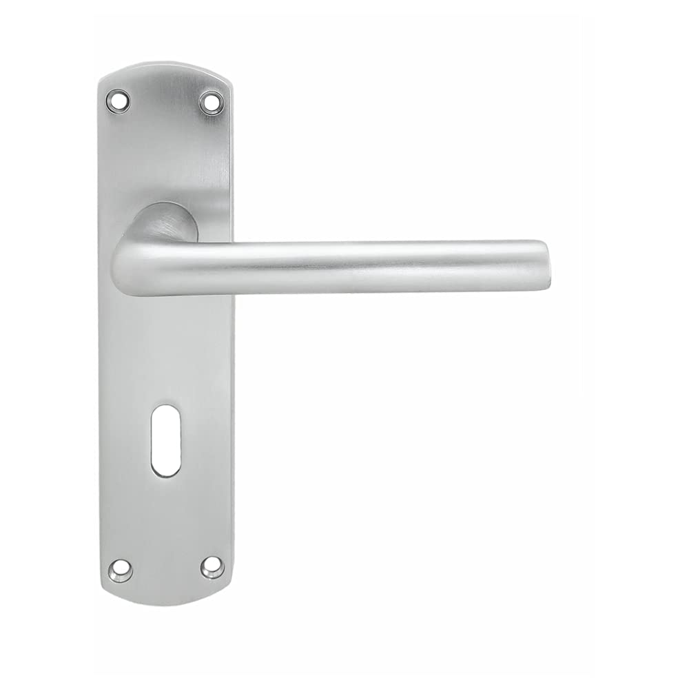 Serozzetta Eden Door Handles on Backplate - Lock (57mm c/c) - Satin Chrome