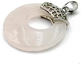 TENND Jewelry Vintage Lucky buckle Gem Natrual Crystal Reiki Stone Pendant Necklace-Natural Rose Quartz