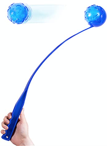 World of pets Dog Toy Chucker Squeaker & Flashing Ball Dog Walking Play Time Light Up Blue