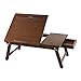 Laptop Lap Desk NNEWVANTE Bed Tray Table Adjustable 100% Bamboo Foldable Laptop Table Breakfast Serving Tray w' Tilting Top Drawer Leg Lock- Chestnut Color