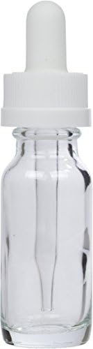 1/2 oz Clear Boston Round Bottle w/ White Child Resistant Dropper 6 Pack