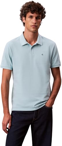 Uomo Maglietta Polo Maniche Corte Monogram Pique in Cotone, Blu (Stratosphere), M