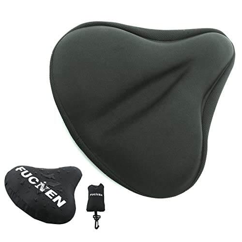 Gel Bike Saddle Covers Large Size Extra Comfortable Soft Gel Construction with FUCNEN Bicycle Seat Raincover Waterproof Dustproof Suitable for Road Exercise Spin Stationary Bike Seat Padded Bike Saddle Cushion for Men Women Kids Great Gift for Cyclist Family Friends Butt Saver