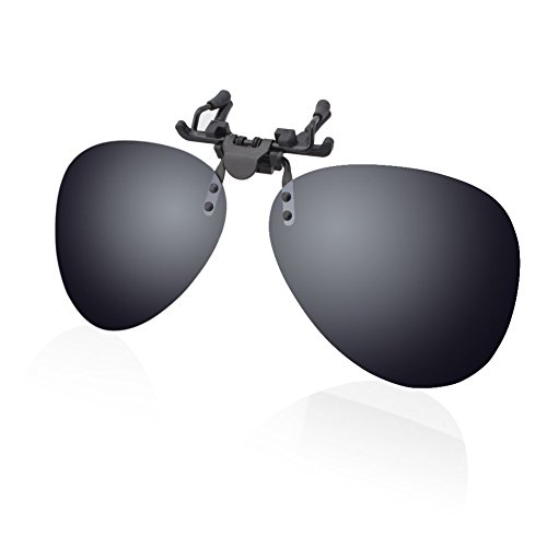 Duco Polarized Clip-on Sunglasses Flip-up Eyewear- Aviator Style Glasses - Polarized Lens for Men and Women 3603 (Gray)