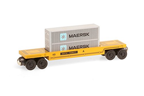 Doublestack Car - Maersk - Wooden Toy Train by Whittle Shortline Railroad - Manufacturer