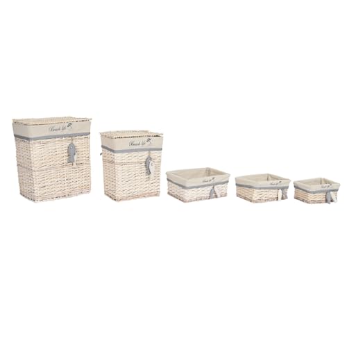 CESTA SET 5 POLIESTER ALGODON 47X35X56 PECES BEIGE