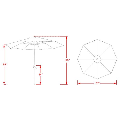 Dienspeak Updated Version 9 Ft Market Outdoor Beach Aluminum Table Patio Umbrella with Push Button Tilt and Crank (Dark Green(w/Cover))