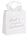 Juvale 11 Bridesmaid and 1 Maid of Honor Thank You Paper Gift Bag Rose Gold Foil Text Includes 20 Sheets of Tissue Paper Perfect for Bridal Party Favours White 23 x 20 x 10 cm