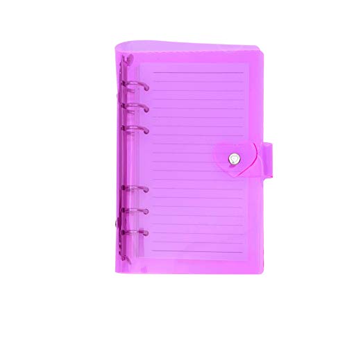 Round Ring Binder with Press Stud Closure, A6/A5, 6 Holes, Colourful PVC Cover, Folder, Loose Leaf Notebook, Refill, DIY Scrapbooking Binder Cover Protector (Purple, A6 mini set)
