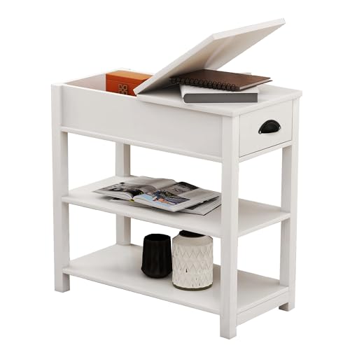 LIFE SKY Narrow Flip Top End Table Slim End Table with Drawer - End Tables with…