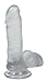 Doc Johnson Crystal Jellies - 7 Inch Realistic Cock With Balls - Strong Suction Cup Base - 7.2 in. Long and 1.7 in. Wide - Dildo, Clear