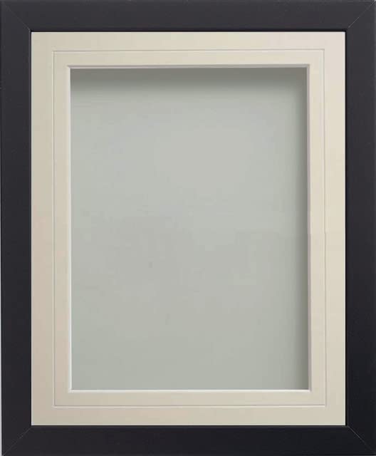 Frame Company Allington Black Photo Frame with Ivory V-Groove Mount, 9x7 for 8x6 inch, fitted with perspex