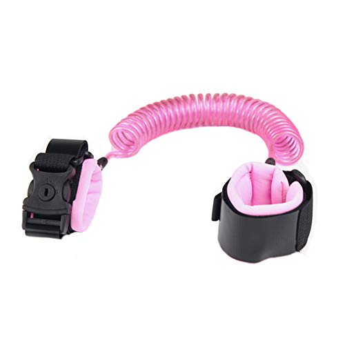 Anti Lost Wrist Link, Upgrade Lock Version Safety Toddler Harness Leashes Child Safety Wristband Wrist Leash for Kids Toddlers 6.56ft Pink
