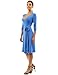 PattyBoutik Women's V Neck 3/4 Sleeve Faux Wrap Dress