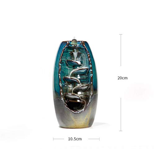 LYUS Backflow Incense Holder,Incense Burner with 10 pcs Cones Chinese Ceramic Incense Censer for Home Decor