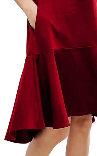 OBERORA Summer Dresses for Women Casual Short Sleeve Round Neck High Low Loose Pocket Cocktail Ruffle Mermaid Dress