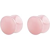 Pierced Owl - Rose Quartz Natural Stone Double Flared Plugs, Sold as a Pair