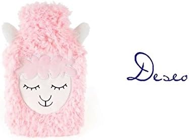 Fleeced Luxurious Hot Water Bottle - Two Beautiful Sheep Designs (1-Litre) (Pink)