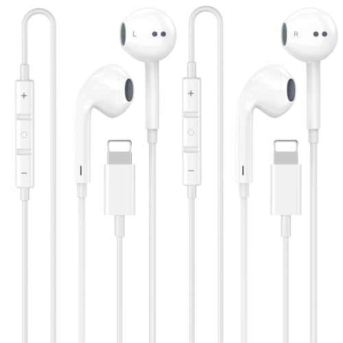 [Apple MFi Zertifiziert] iPhone Kopfhörer kabelgebunden, True Plug and Play Wired Earphones/Earbuds Lightning mit Mikrofon & Lautstärkeregler, In-Ear-
