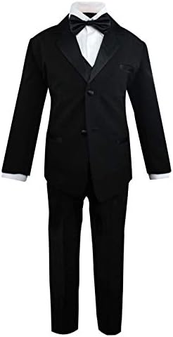 Toddler Boys' 5 Piece Classic Fit Formal Suit Bowtie Set