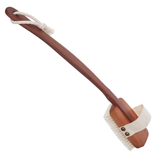 Bürstenhaus Redecker Natural Pig Bristle Bath Brush with Oiled Pearwood Handle, 16-7/8-Inches