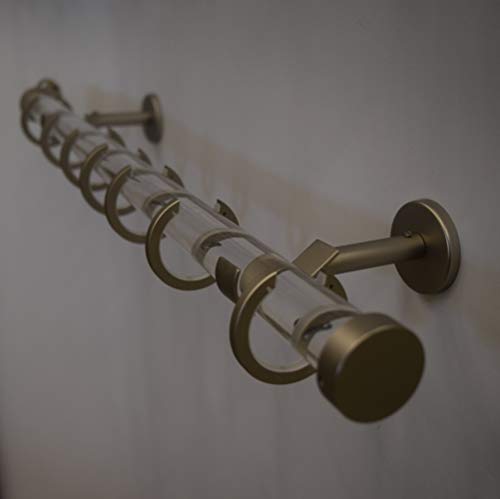 Fabrics and Drapes - Pewter Curtain Hardware 15 Piece Set - Free Priority Mail Shipping - to Use with Your Clear Acrylic Lucite Rod - Bypass/Carryover Brackets and Ring Combo