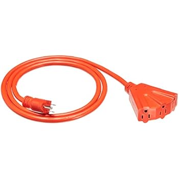 AmazonBasics 12/3 Outdoor Extension Cord with 3 Outlets, Orange, 6 Foot