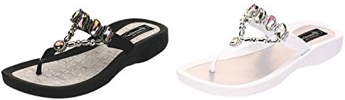 Grandco Women's Curve Thong Sandal (6, White)