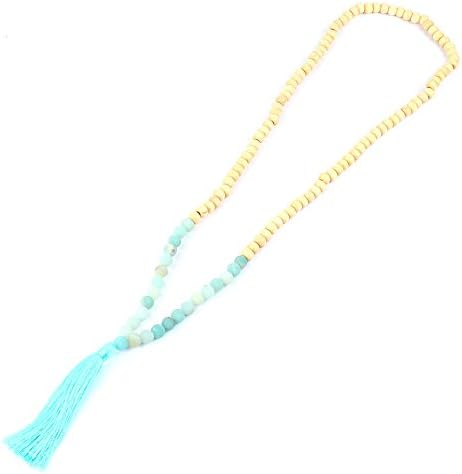 Shinus Tassel Necklace Women Handmade Bohemia Statement Wood Chakra Healing Power Meditation Gemstone