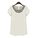 Women Casual Short Sleeve Slim Batwin Chiffon T-shirts Elegant Tops Blouse (L, White)