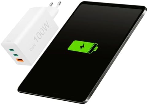 | Cargador rápido de Pared Universal. (Tecnología GAN 100w, 2X USB c Power Delivery, 1x USB a Quick Charge, Carga simultánea 3 Dispositivos) Blanco.