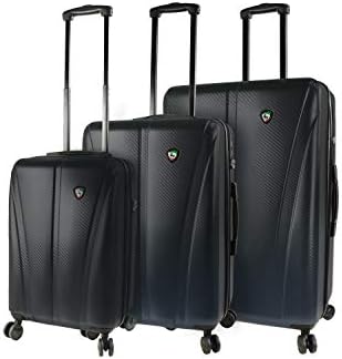 Mia Toro Italy Usini Hardside Spinner Luggage 3pc Set, Black, One Size