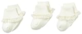 Jefferies Socks Little Girls' 3 Pair Pack Simplicity Lace Socks, Pearl White, Toddler