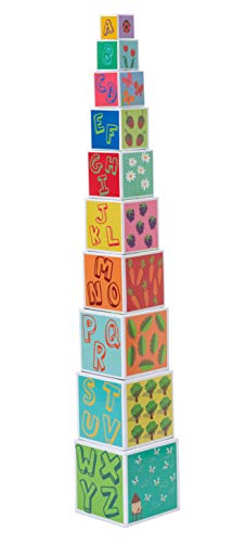 CRUISTORE Cardboard Nesting and Stacking Blocks Set | 10 Pcs of Blocks with Animalã€Plantã€Numbersã€Letters | Development Stacking Games for Kids Toddlers