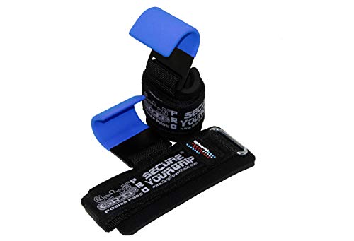 Heavy Duty PRO Metal Lifting Steel Hooks Best Power Weightlifting Set of 2 Premium Thick Padded Workout Hook Gloves (Men-Wrist Size Large, Blue 1) - Thumbnail 3