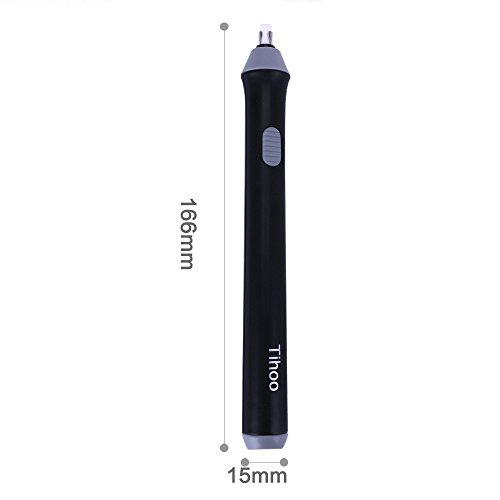 Tihoo Electric Eraser Kit Automatic Pencil Eraser with 22pcs Additional Replaceable Rubbers (Diameter 2.3mm 10 pcs and 5mm 12 pcs)(Black and Grey) (Black) - Thumbnail 6