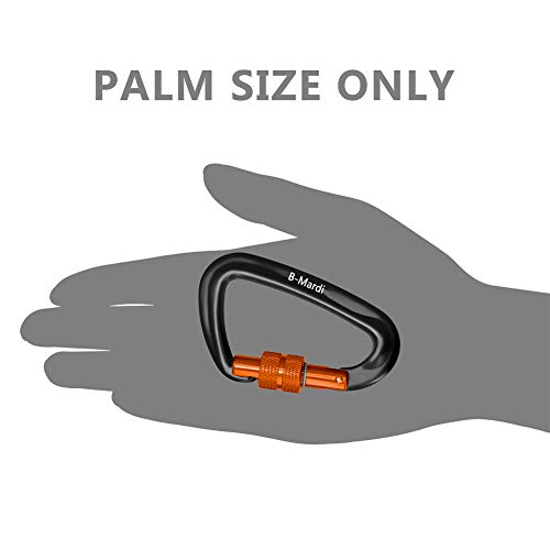 B-Mardi Locking Carabiner Clips,Certified 12KN (2697 lbs) Heavy Duty Caribeaners for Hammocks, Camping,Locking Dog Leash and Harness, Outdoor, Keychain etc
